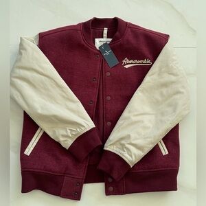 Abercrombie & Fitch kids Maroon and Off-White Varsity Jacket